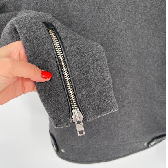 Mackage Felipa Charcoal Wool/Nylon/Cashmere Jacket Asiatic Racoon Fur Trim Small - Picture 8 of 13